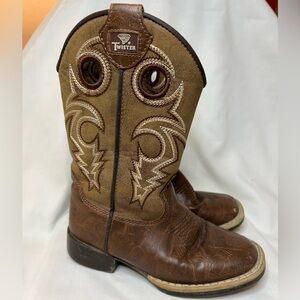 TwisterJasper Brown and Tan Toddler Western Pull-On Cowboy Boots, Size 9